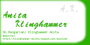 anita klinghammer business card